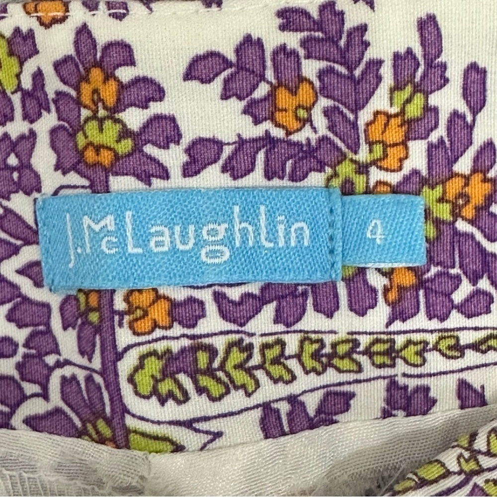 J. McLaughlin White Pants with Purple and Gold Paisley Print - Picture 5 of 5